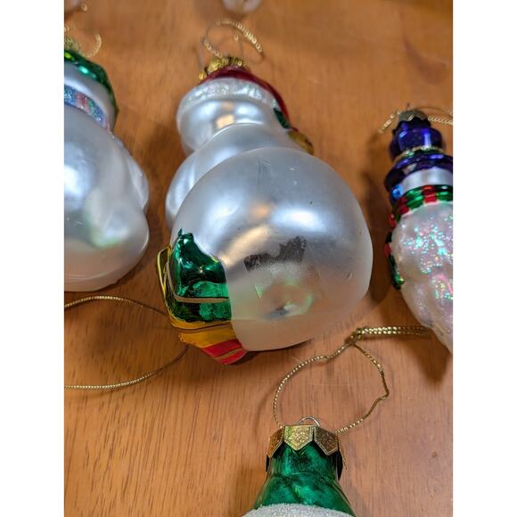 Lot Of 46 Hand Crafted Blown Glass Snowman Ornaments Christmas Winter Painted - Picture 12 of 16
